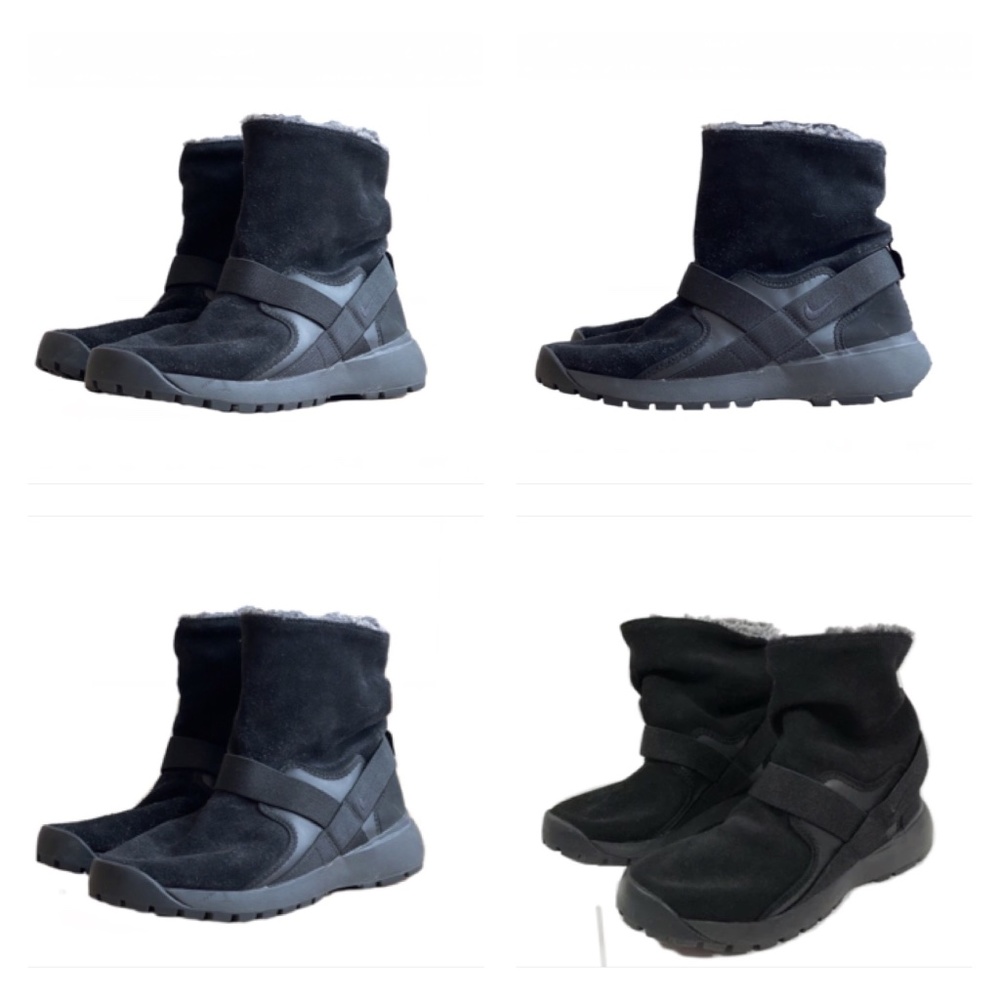Nike Golkana Triple Black Suede Faux Fur Winter Boot / Bootie, Sz 7.5 - Picture 8 of 13